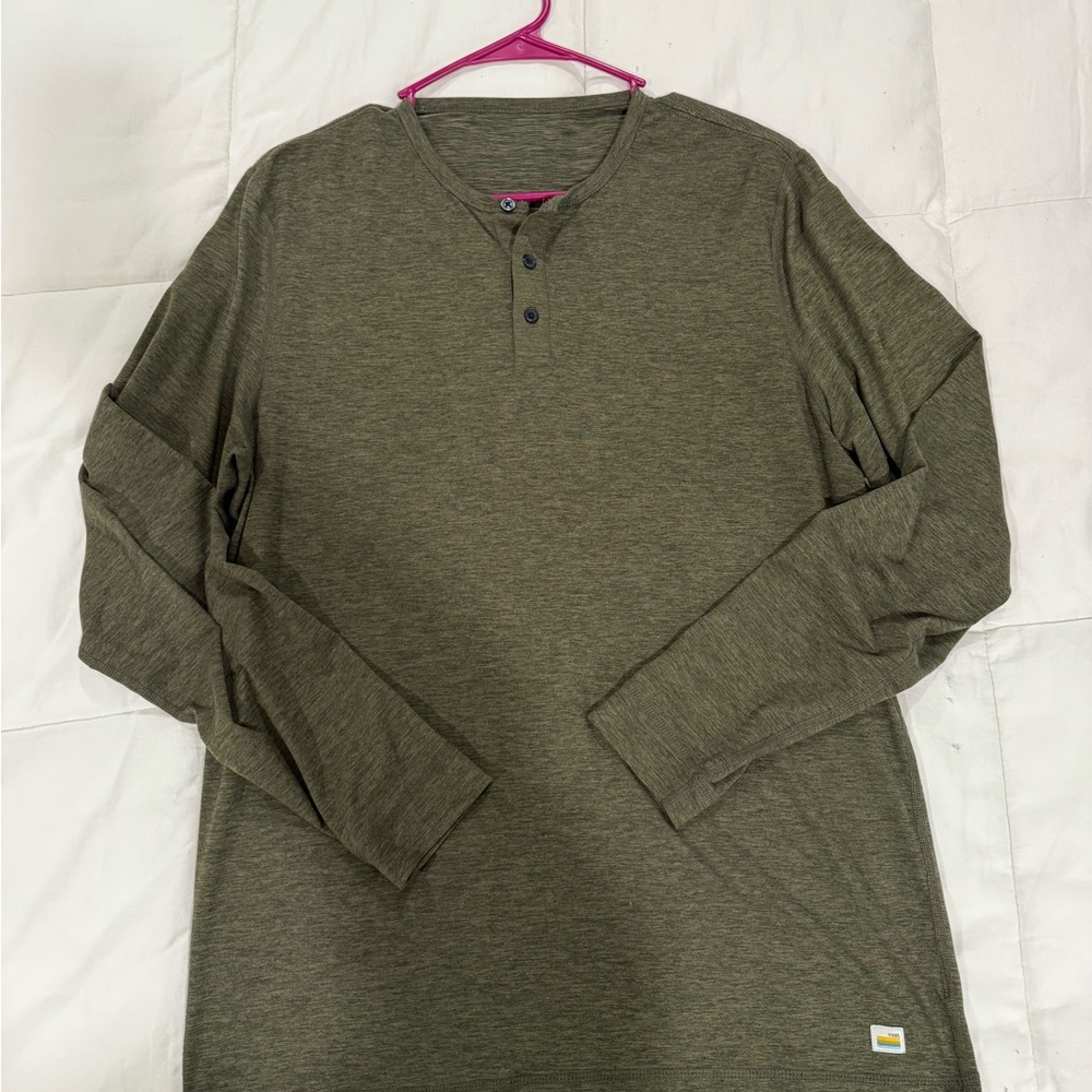 Vuori Olive Green Henley Shirt